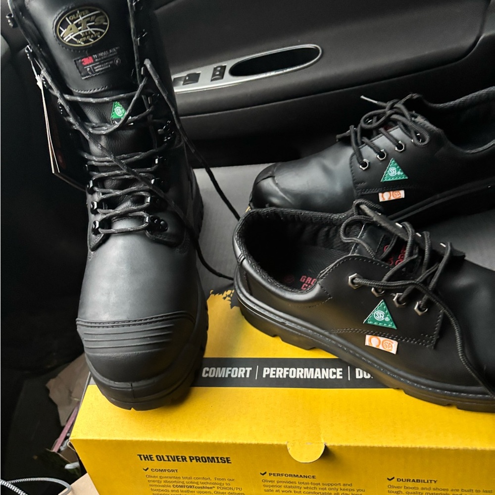Olivers Steel toe Black Work Boots and Shoes winter and insulated 10inches tall